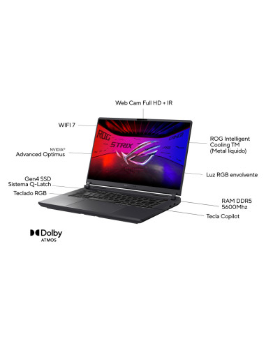 ASUS ROG Strix G16 G615JPR-S5003 - Ordenador Portátil Gaming de 16" WQXGA 240Hz (Intel Core i7-14650HX, 32GB RAM, 1TB SSD, NVIDI