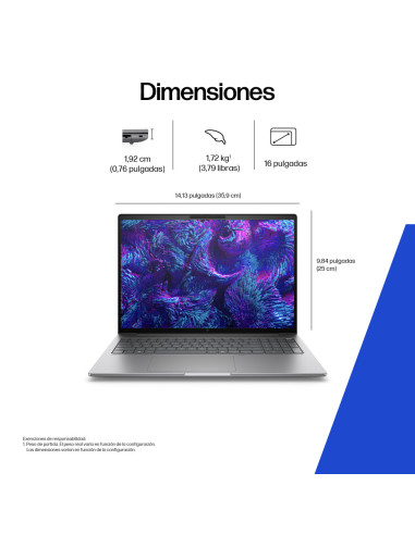 HP ZBook 8 G1i 16 Wolf Pro Security Edition - Data Science Intel Core Ultra 7 265H Estación de trabajo móvil 40,6 cm (16") Panta