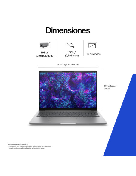 HP ZBook 8 G1i 16 Wolf Pro Security Edition - Data Science Intel Core Ultra 7 265H Estación de trabajo móvil 40,6 cm (16") Panta