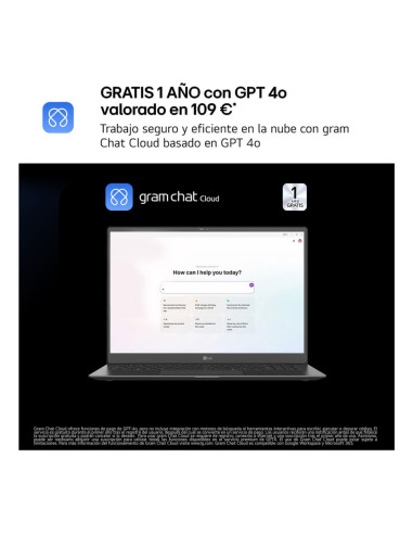 LG Gram 17ZD90T-G.AX88B ordenador portatil Intel Core Ultra 7 255H Portátil 43,2 cm (17") WQXGA 32 GB LPDDR5x-SDRAM 1 TB SSD Wi-