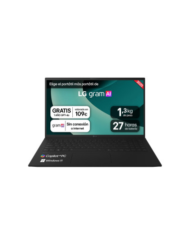 LG Gram 15Z80T-G.AU88B ordenador portatil AMD Ryzen AI 7 350 Portátil 39,6 cm (15.6") Full HD 32 GB LPDDR5x-SDRAM 1 TB SSD Wi-Fi