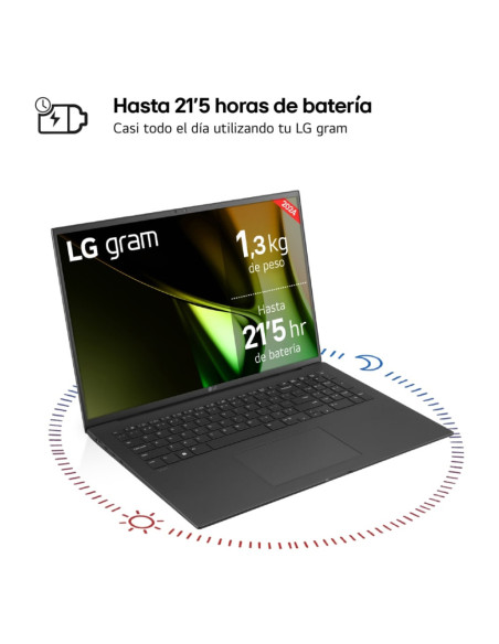 LG Gram 17Z90S Intel Core Ultra 7 155H Portátil 43,2 cm (17") WQXGA 16 GB LPDDR5-SDRAM 512 GB SSD Wi-Fi 6E (802.11ax) Windows 11