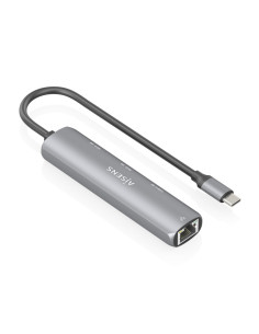 AISENS Dock USB-C A Ethernet Gigabit + Hub 1xUSB-C+2xUSB-A, Gris, 15cm 2