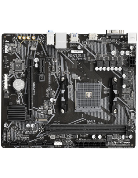 GIGABYTE Placa base A520M K V2 - Compatible con CPUs AMD Ryzen serie 5000 AM4, hasta 5100MHz DDR4 (OC), PCIe Gen3 x4 M.2, LAN Gb