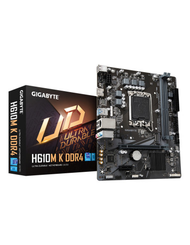 GIGABYTE H610M K DDR4 Placa base - Compatible con procesadores Intel Core 14th Gen CPUs, 3+1+1 Phases Hybrid Power Design, up to