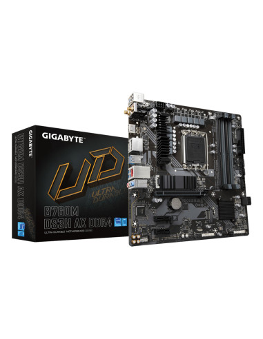 GIGABYTE B760M DS3H AX DDR4 Placa base - Soporta CPUs Intel Core de 14ª generación, VRM digital de 6+2+1 fases, hasta 5333MHz DD
