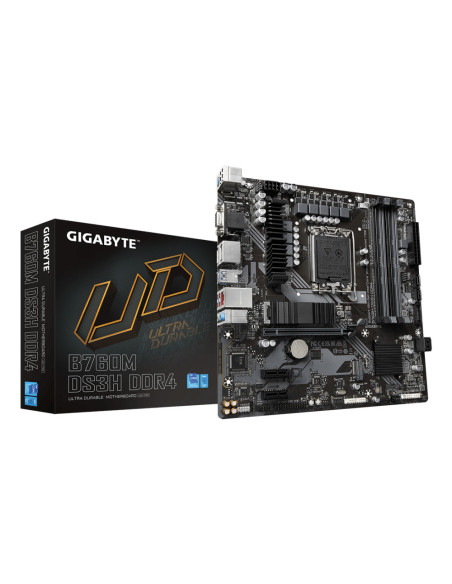 GIGABYTE B760M DS3H DDR4 Placa base - Soporta CPUs Intel Core de 14ª generación, VRM digital de 6+2+1 fases, hasta 5333MHz DDR4 