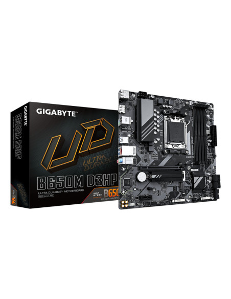 GIGABYTE B650M D3HP Placa base - AMD Ryzen serie 9000, VRM de 5+2+2 fases, hasta 7600 MHz DDR5 (OC), 2xPCIe 4.0 M.2, LAN 2,5 GbE