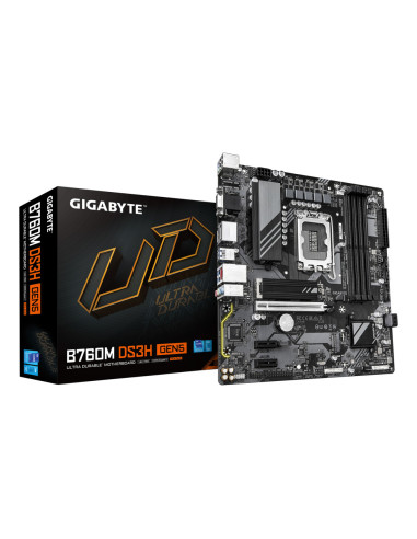 GIGABYTE B760M DS3H GEN5 Placa Base – Compatible con CPUs Intel Core 14ª generación, VRM digital de 6+2+1 fases, hasta 5600 MHz 