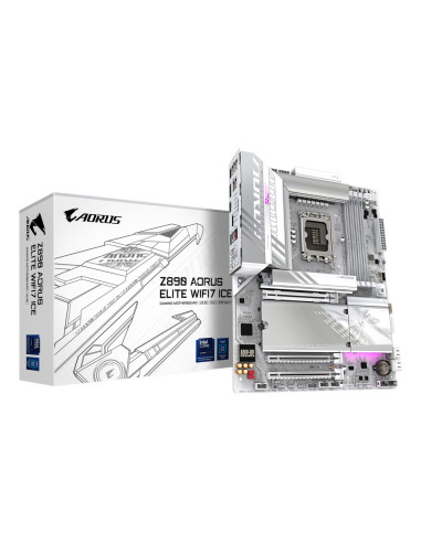 GIGABYTE Placa base Z890 AORUS ELITE WIFI7 ICE - Compatible con CPUs Intel Core Ultra (Serie 2), VRM de 16+1+2 fases, hasta 8800