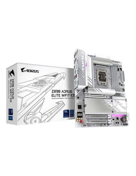GIGABYTE Placa base Z890 AORUS ELITE WIFI7 ICE - Compatible con CPUs Intel Core Ultra (Serie 2), VRM de 16+1+2 fases, hasta 8800