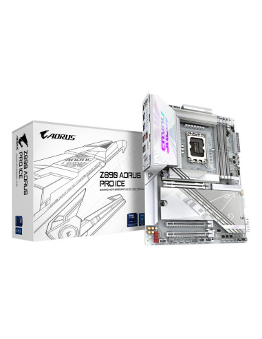 GIGABYTE Placa base Z890 AORUS PRO ICE - Compatible con CPUs Intel Core Ultra (Serie 2), VRM de 16+1+2 fases, hasta 9500MHz DDR5