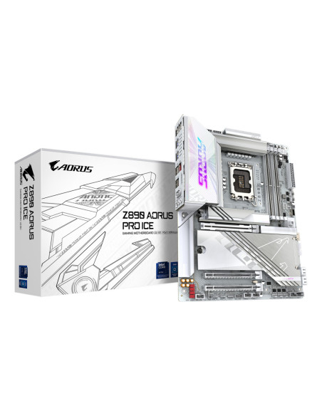 GIGABYTE Placa base Z890 AORUS PRO ICE - Compatible con CPUs Intel Core Ultra (Serie 2), VRM de 16+1+2 fases, hasta 9500MHz DDR5
