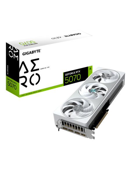 GIGABYTE GeForce RTX 5070 AERO OC 12G Tarjeta Gráfica - 12GB GDDR7, 192 bits, PCI-E 5.0, 2625 MHz Core Clock, 3 x DP 2.1a, 1 x H