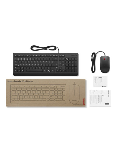 Lenovo Essential Wired Combo (ES 172) teclado Ratón incluido Universal USB Español Negro