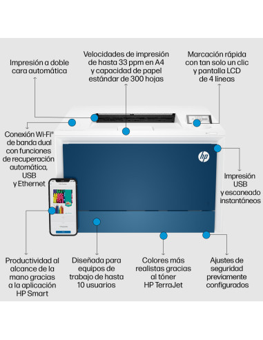 HP Color LaserJet Pro LaserJet Pro 4202dw Inalámbrico Color Impresora, A doble cara