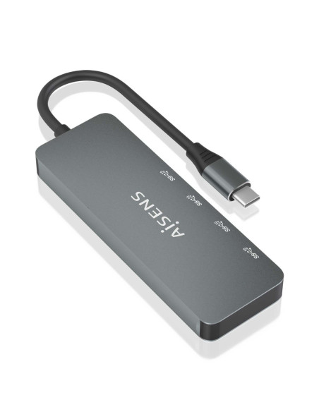 AISENS Hub USB 3.2 Gen2 10G USB-C, USB-C/M-4xUSB-C/H, Gris, 15cm