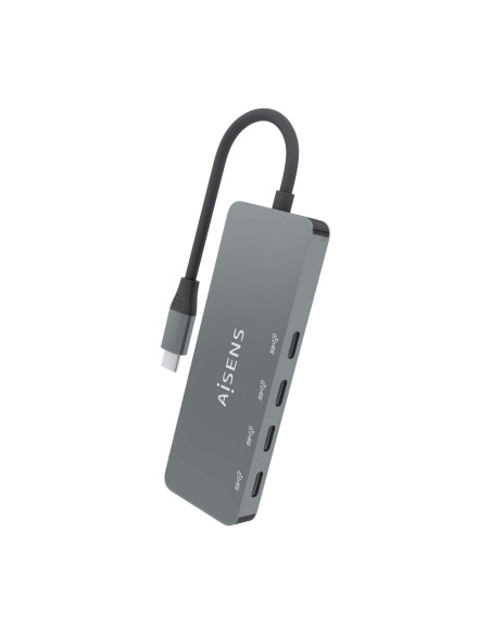 AISENS Hub USB 3.2 Gen2 10G USB-C, USB-C/M-4xUSB-C/H, Gris, 15cm