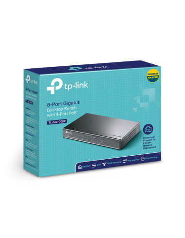 TP-Link TL-SG1008P Gestionado Gigabit Ethernet (10/100/1000) Energía sobre Ethernet (PoE) Gris