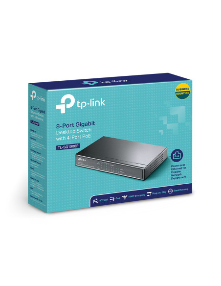 TP-Link TL-SG1008P Gestionado Gigabit Ethernet (10/100/1000) Energía sobre Ethernet (PoE) Gris
