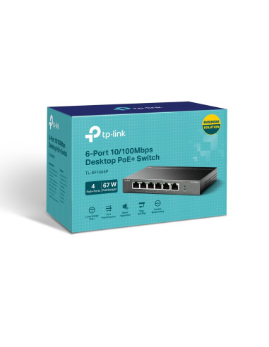 TP-Link TL-SF1006P switch No administrado Fast Ethernet (10/100) Energía sobre Ethernet (PoE) Negro