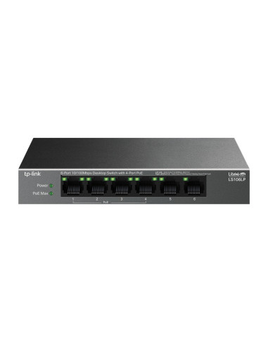 TP-Link LiteWave LS106LP switch No administrado Fast Ethernet (10/100) Energía sobre Ethernet (PoE) Negro