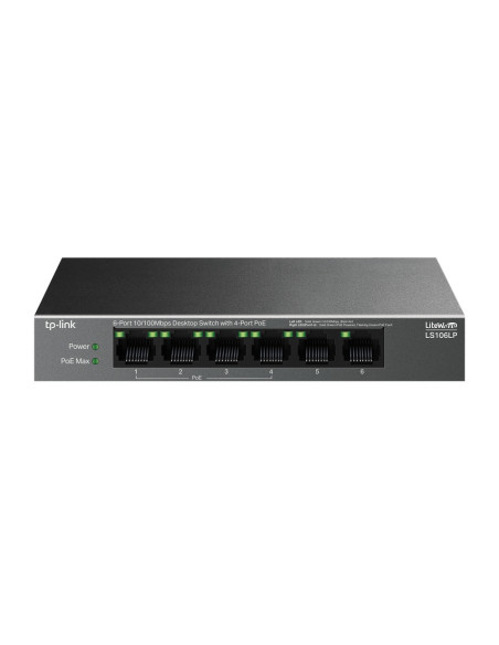 TP-Link LiteWave LS106LP switch No administrado Fast Ethernet (10/100) Energía sobre Ethernet (PoE) Negro
