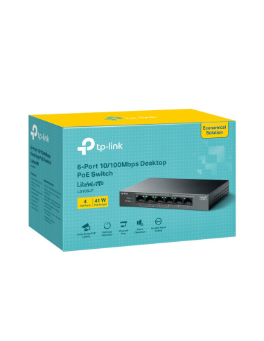 TP-Link LiteWave LS106LP switch No administrado Fast Ethernet (10/100) Energía sobre Ethernet (PoE) Negro