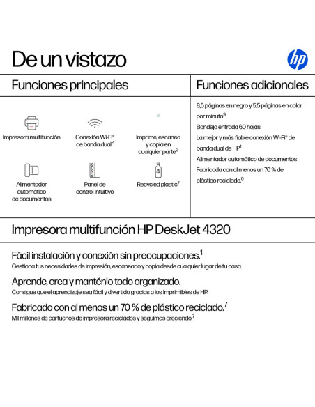 HP DeskJet 4320 Inalámbrico All-in-One Color Impresora