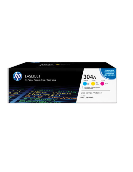 HP Pack de ahorro de 3 cartuchos de tóner original LaserJet 304A cian/magenta/amarillo