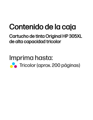 HP Cartucho de tinta Original 305XL de alta capacidad tricolor