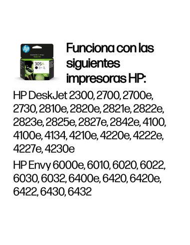HP Cartucho de tinta Original 305XL de alta capacidad negro