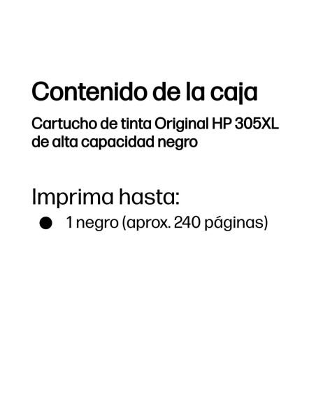 HP Cartucho de tinta Original 305XL de alta capacidad negro