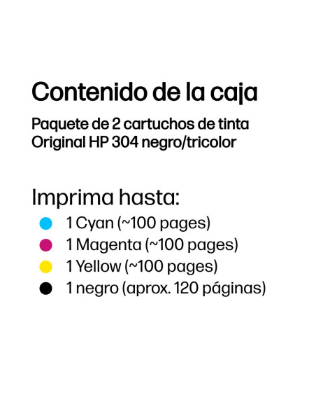 HP Paquete de 2 cartuchos de tinta Original 304 negro/tricolor