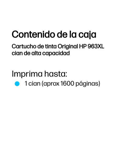 HP Cartucho de tinta Original 963XL cian de alta capacidad