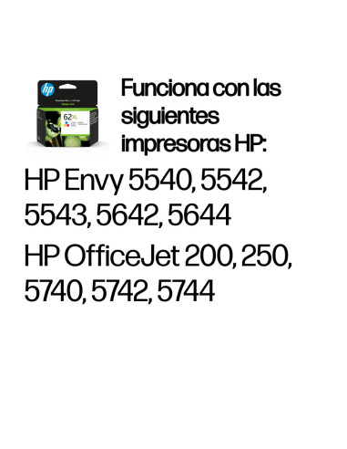 HP Cartucho de tinta original 62XL de alta capacidad tricolor