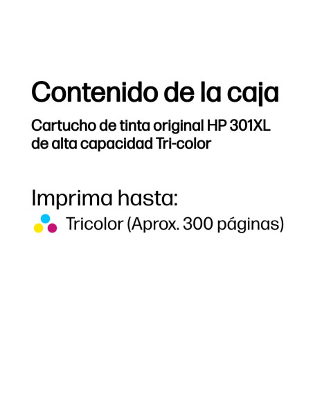 HP Cartucho de tinta original 301XL de alta capacidad Tri-color