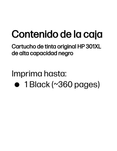 HP Cartucho de tinta original 301XL de alta capacidad negro