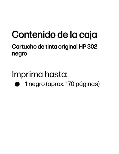 HP Cartucho de tinta original 302 negro