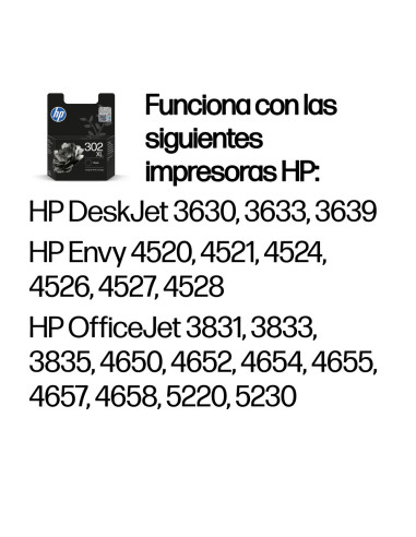 HP Cartucho de tinta original 302XL de alta capacidad negro