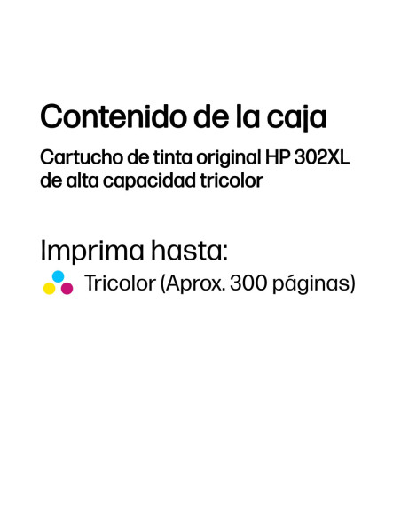 HP Cartucho de tinta original 302XL de alta capacidad tricolor