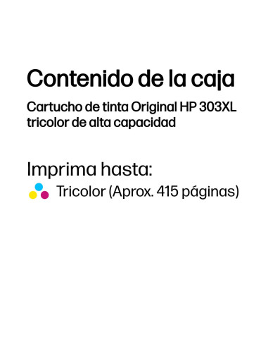HP Cartucho de tinta Original 303XL tricolor de alta capacidad