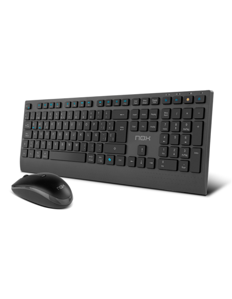 NOX NXLITEDUOSP teclado Ratón incluido Hogar RF Wireless + Bluetooth QWERTY Español Negro