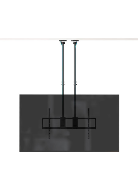 TooQ Soporte de Techo Extensible con doble mástil para Pantallas 60”-120", Negro