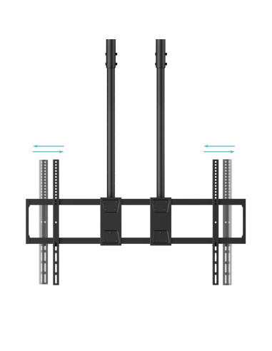 TooQ Soporte de Techo Extensible con doble mástil para Pantallas 60”-120", Negro