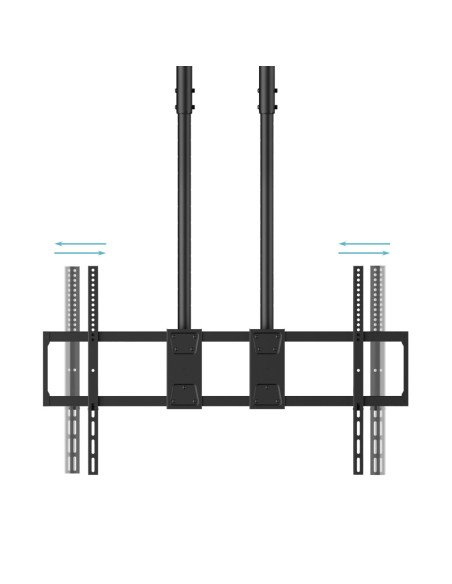 TooQ Soporte de Techo Extensible con doble mástil para Pantallas 60”-120", Negro