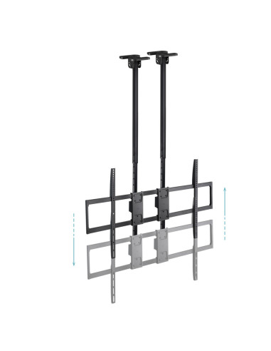 TooQ Soporte de Techo Extensible con doble mástil para Pantallas 60”-120", Negro