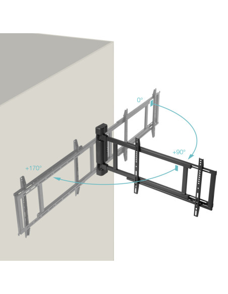 TooQ Soporte de pared Con regulación eléctrica para pantallas de 32” – 75”, Negro