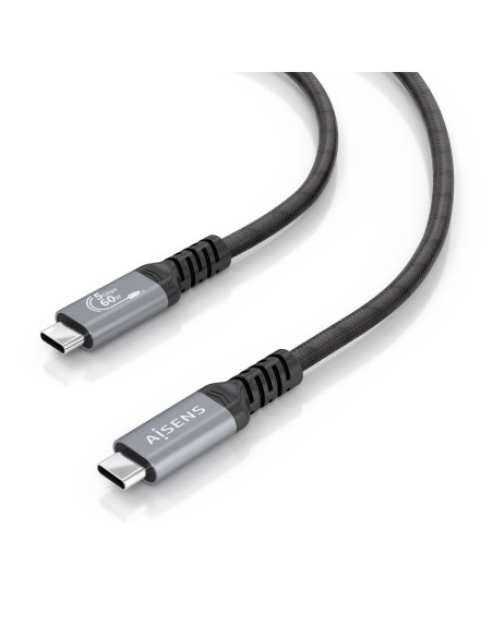 AISENS Cable USB 3.2 Gen1 Aluminio 5Gbps 4K@60Hz 3A 60W E-Mark, Tipo USB-C/M-USB-C/M, Negro, 7.0M
