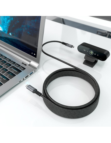 AISENS Cable USB 3.2 Gen1 Aluminio 5Gbps 4K@60Hz 3A 60W E-Mark, Tipo USB-C/M-USB-C/M, Negro, 7.0M
